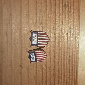 RARE 1960s SET OF USA FLAG OLYMPIC PINS 2 DIFFERENT SIZES